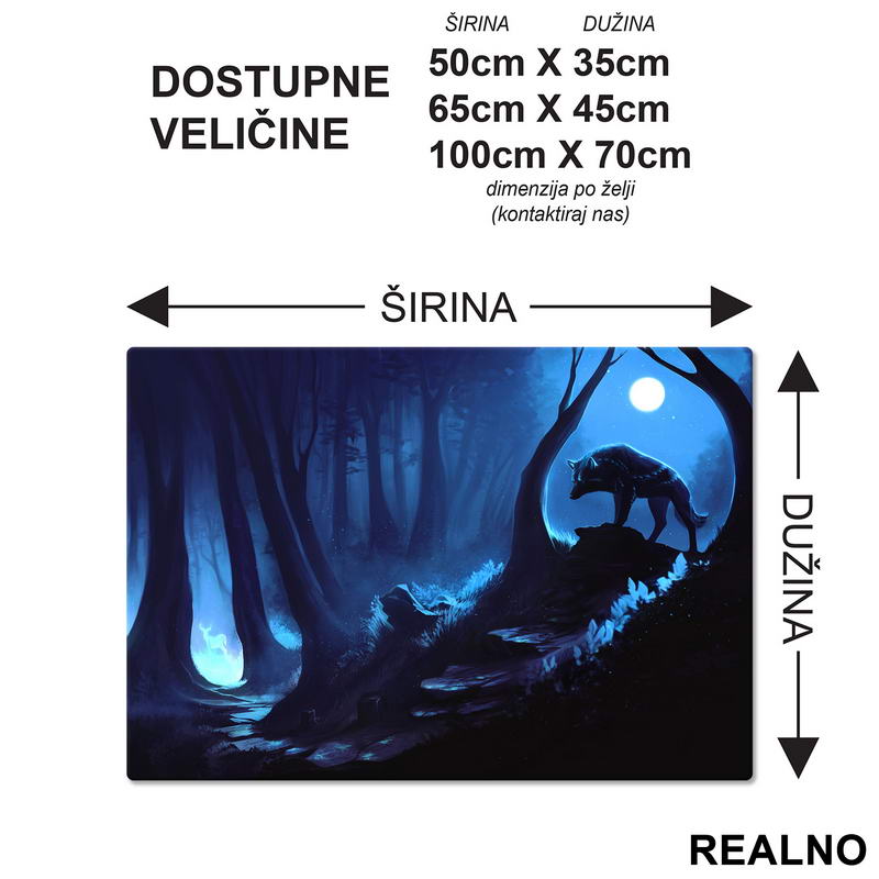 Wolf In The Forest At The Night - Vuk - Životinje - Podmetač za sto