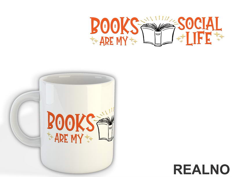 Books Are My Social Life - Books - Čitanje - Knjige - Šolja