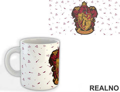Gryffindor Logo With Background Symbols - Harry Potter - Šolja