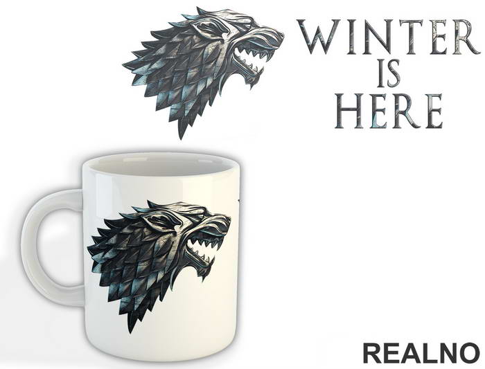Winter Is Here - Gray Dire Wolf Sigil - House Stark - Game Of Thrones - Got - Šolja