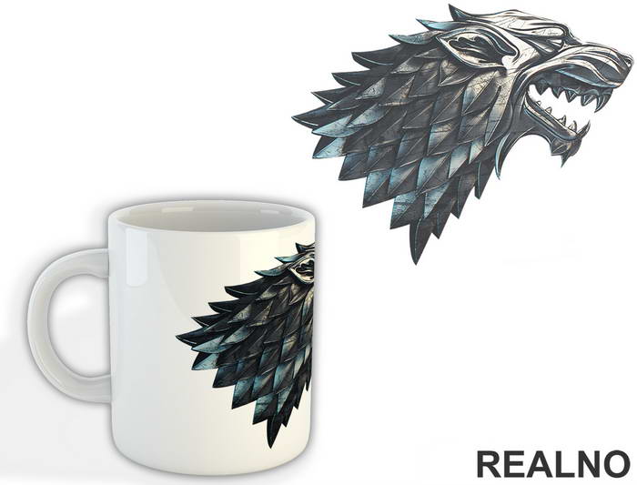 Gray Dire Wolf Sigil - House Stark - Game Of Thrones - Got - Šolja