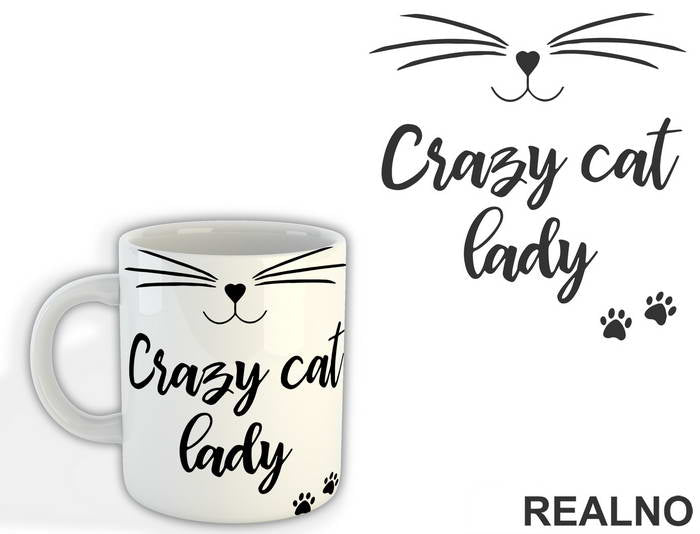 Crazy Cat Lady - Face - Mačke - Šolja