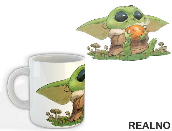 Baby Yoda Drinking Frog Tea - Yoda - Mandalorian - Star Wars - Šolja