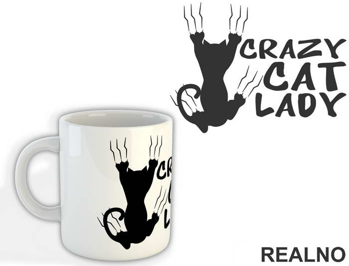 Crazy Cat Lady - Scratches - Mačke - Cat - Šolja