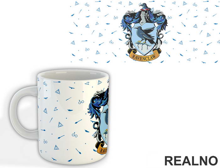 Ravenclaw Logo With Background Symbols - Harry Potter - Šolja