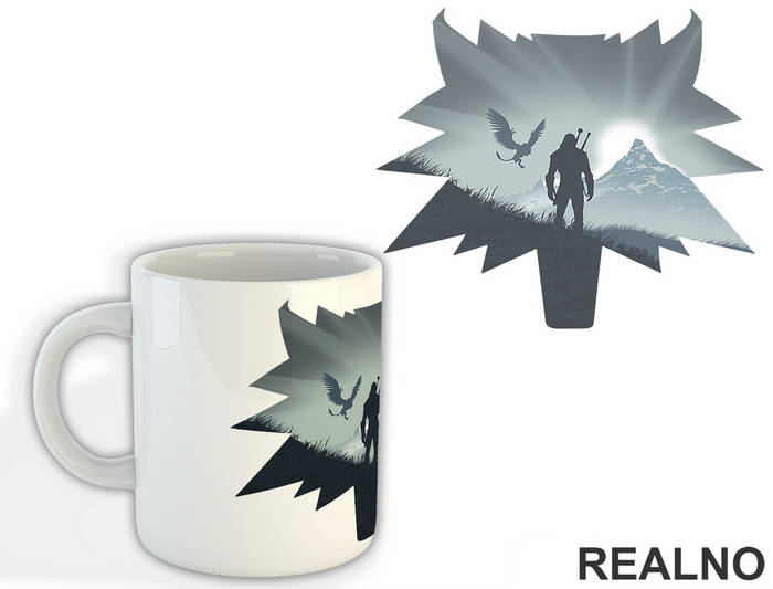 Wolf Head Silhouette Double Exposure - The Witcher - Šolja