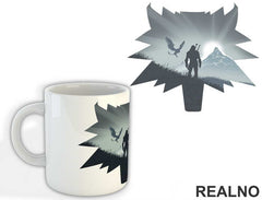 Wolf Head Silhouette Double Exposure - The Witcher - Šolja