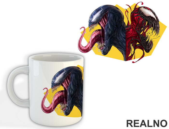 Yellow Background - Carnage - Venom - Šolja