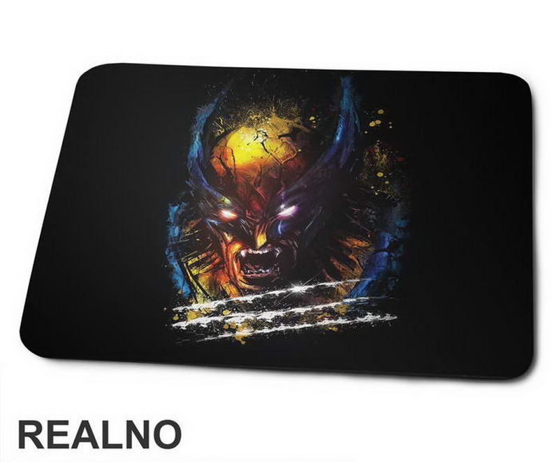 Paint Splash Face Portrait - Wolverine - Podloga za miš