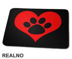 Red Heart And Paw - Pas - Dog - Podloga za miš
