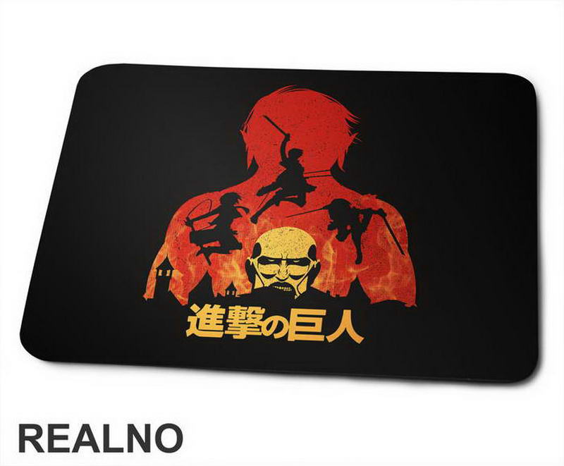 Eren And Colossal Titan Double Exposure - Attack On Titan - Podloga za miš