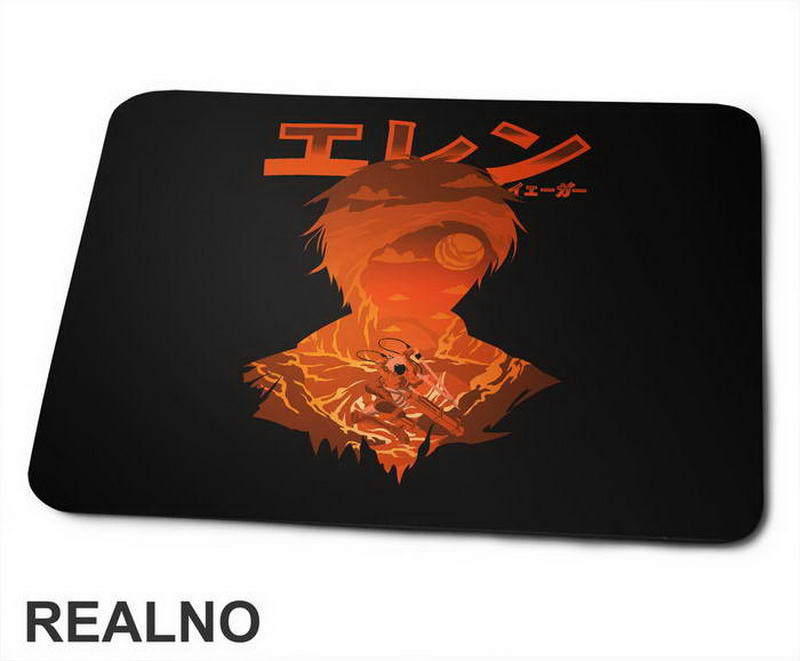 Eren Yeager Orange Double Exposure - Attack On Titan - Podloga za miš