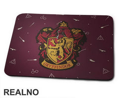 Gryffindor Logo With Background Symbols - Harry Potter - Podloga za miš