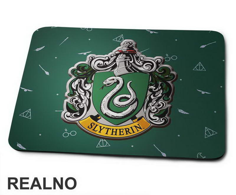 Slytherin Logo With Background Symbols - Harry Potter - Podloga za miš
