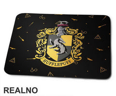 Hufflepuff Logo With Background Symbols - Harry Potter - Podloga za miš
