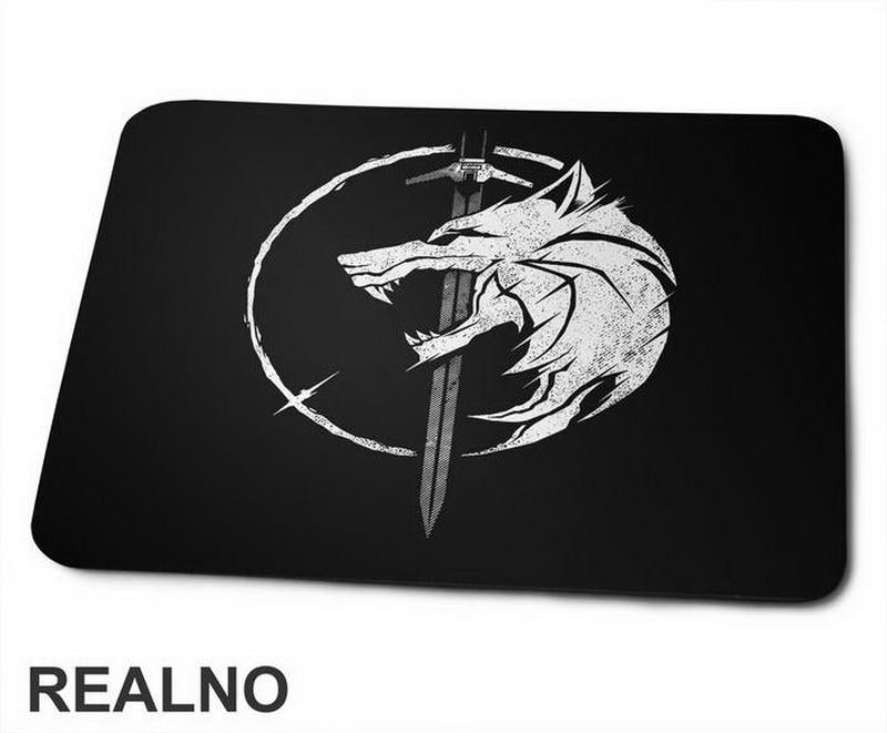 Wolf Head And Geralts Sword - The Witcher - Podloga za miš