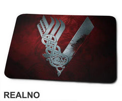 Logo - Red Background - Vikings - Podloga za miš