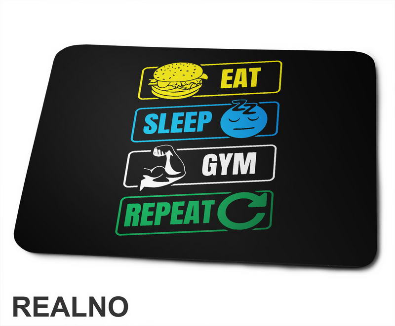 Eat, Sleep, Gym, Repeat - Symbols - Trening - Podloga za miš