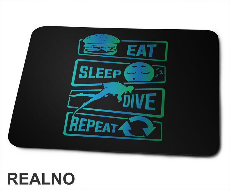 Eat, Sleep, Dive, Repeat - Symbols - Diving - Ronjenje - Podloga za miš