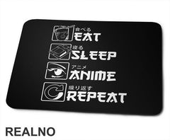 Eat, Sleep, Anime, Repeat - Symbols - Podloga za miš