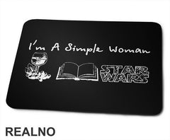 It's A Simple Woman - Wine, Books And Star Wars - Symbols - Geek - Podloga za miš