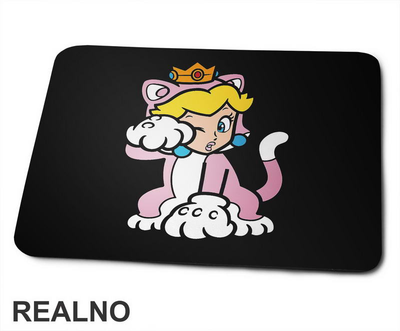 Princeza Breskvica - Mačka - Cat Peach - Sedi - Super Mario - Podloga za miš