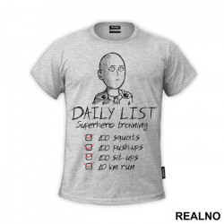 Daily List - Superhero Training - One Punch Man - Majica Daily List - Superhero Training - One Punch Man - Majica