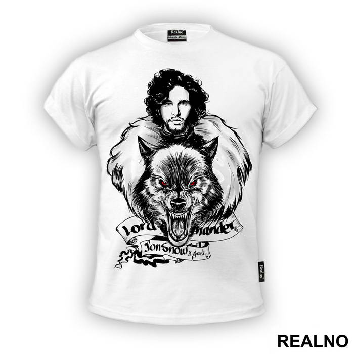 Lord Commander - Jon Snow And Ghost - House Stark - Game Of Thrones - GOT - Majica