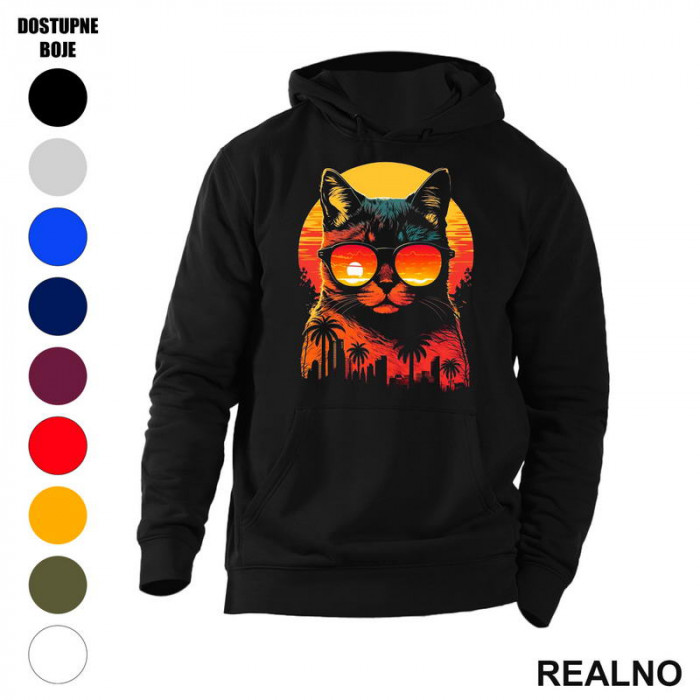 Mačka Sa Naočarima I Palmama - Cat - Duks sa džepovima