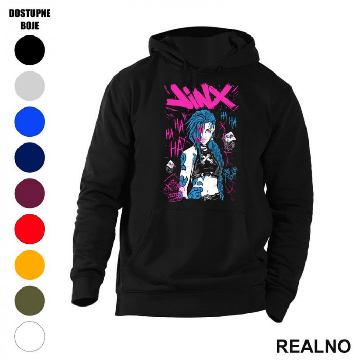 Jinx - Purple Smile - League of Legends - LOL - Arcane - Duks sa džepovima Jinx - Purple Smile - League of Legends - LOL - Arcane - Duks sa džepovima