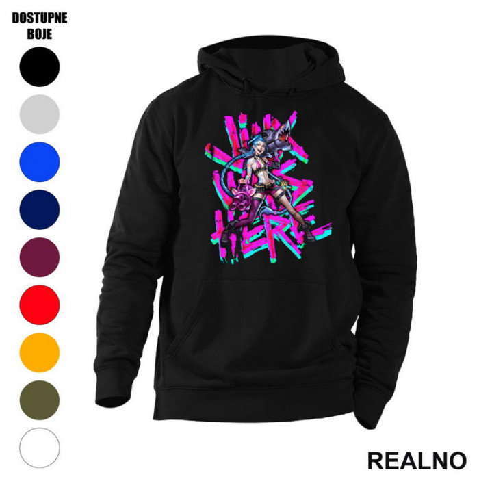 Jinx Was Here - League of Legends - LOL - Arcane - Duks sa džepovima Jinx Was Here - League of Legends - LOL - Arcane - Duks sa džepovima
