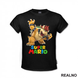 OUTLET - Crna muška majica veličine L - Super Mario