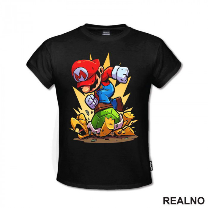 Mario gazi Kornjaču - Super Mario - Majica