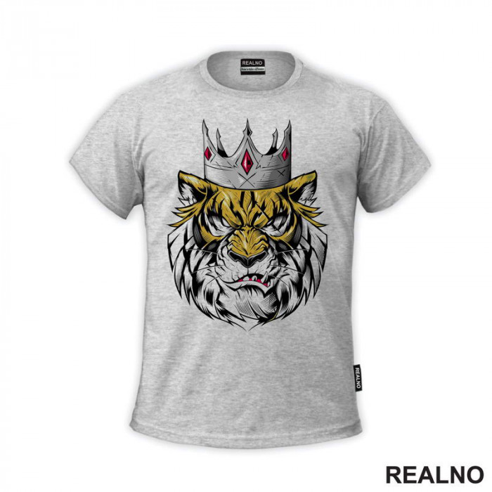 Head Tiger With Silver Crown - Tigar - Životinje - Majica