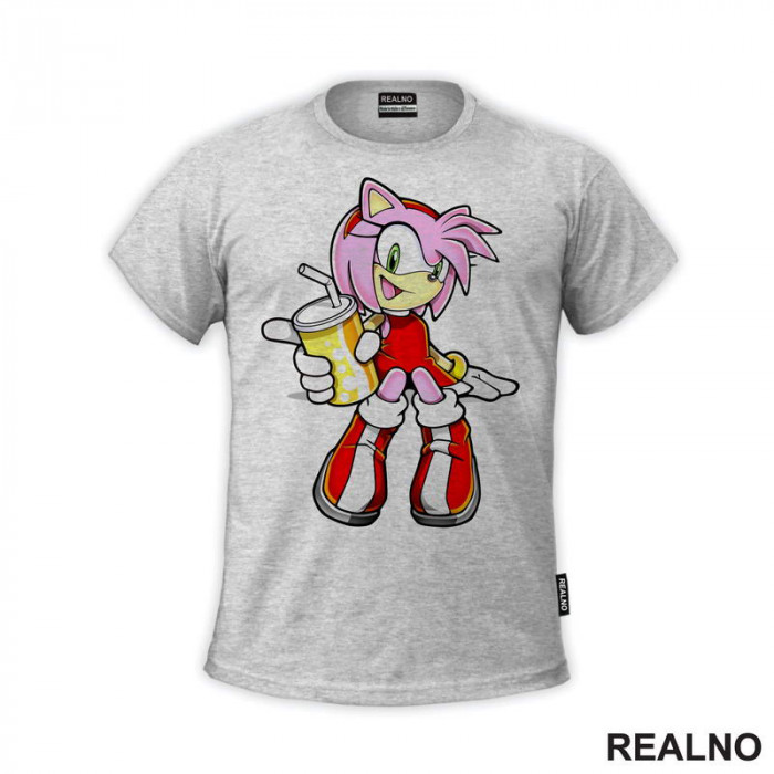Amy Rose - Pije Sok - Sonic - Majica