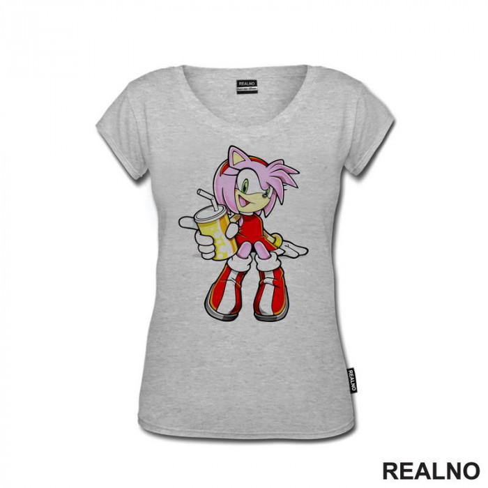 Amy Rose - Pije Sok - Sonic - Majica