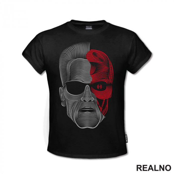 Head Terminator - Red And Silver Lines - Majica