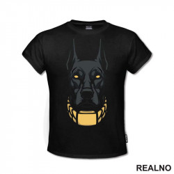 Black Doberman - Outlines - Dark - Pas - Dog - Majica