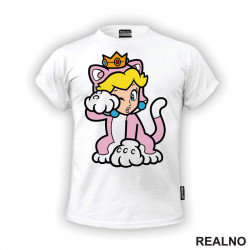 Princeza Breskvica - Mačka - Cat Peach - Sedi - Super Mario - Majica