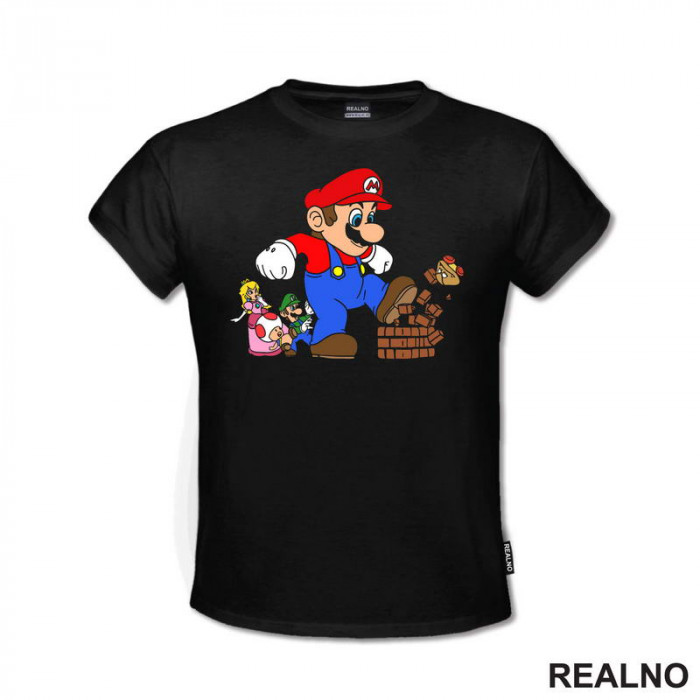 Mario ruši blok - Super Mario - Majica
