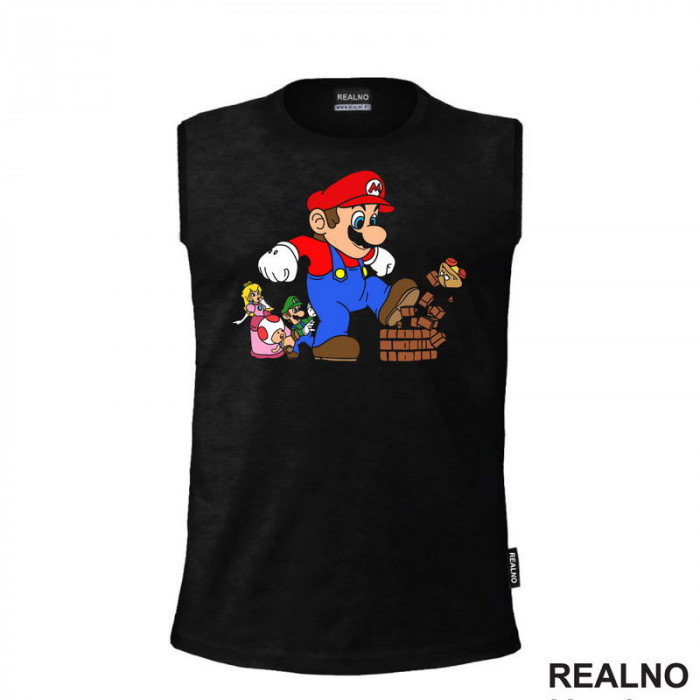 Mario ruši blok - Super Mario - Majica