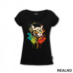 Mačka Sa Slušalicama - Mačke - Cat - Majica