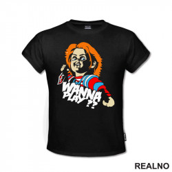 OUTLET - Crna muška majica veličine M - Chucky