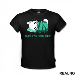 Alone Is My Happy Place - Bela Mačka - Cat - Majica
