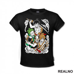 Luffy, Zoro And Sanji - Lines - One Piece - Majica