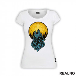Žuti Mesec I Vuk Koji Zavija - Wolf - Životinje - Majica