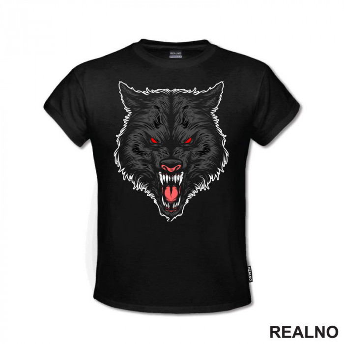 Besan Vuk Sa Crvenim Očima - Wolf - Životinje - Majica