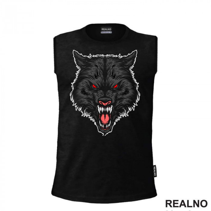 Besan Vuk Sa Crvenim Očima - Wolf - Životinje - Majica