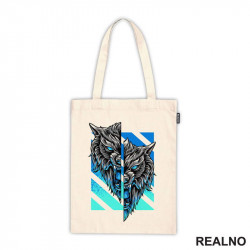 Dve Polovine Glave I Plava Pozadina - Vuk - Wolf - Životinje - Ceger