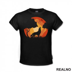 Narandžasta Šuma I Vuk Koji Zavija - Wolf - Životinje - Majica